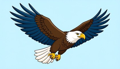 Obraz premium Bald eagle in flight with cartoon.