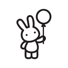Obraz premium Cute rabbit holding a balloon, perfect for childrens celebrations