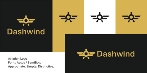 Bold aviation logo with front-facing airplane silhouette icon