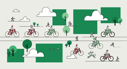 Obraz premium People Biking in the Park on a Sunny Day