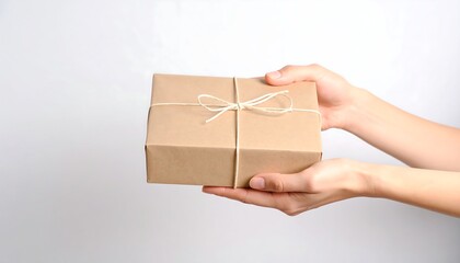 Hands Offering Wrapped Gift.