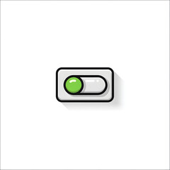 flat vector illustration of a toggle switch icon in on position for app UI, minimal design, no gradients no shadows, bold outlines, white background