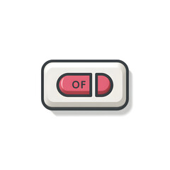 flat vector illustration of a toggle switch icon in on position for app UI, minimal design, no gradients no shadows, bold outlines, white background