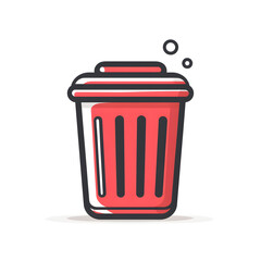 flat vector illustration of a trash bin delete icon for mobile interface, minimal design, no gradients no shadows, bold outlines, white background