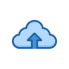 flat vector illustration of a upload cloud icon for app UI, minimal design, no gradients no shadows, bold outlines, white background
