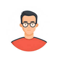 flat vector illustration of a user profile avatar icon for mobile app, minimal design, no gradients no shadows, bold outlines, white background