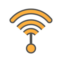 flat vector illustration of a wifi off signal icon for app UI, minimal design, no gradients no shadows, bold outlines, white background