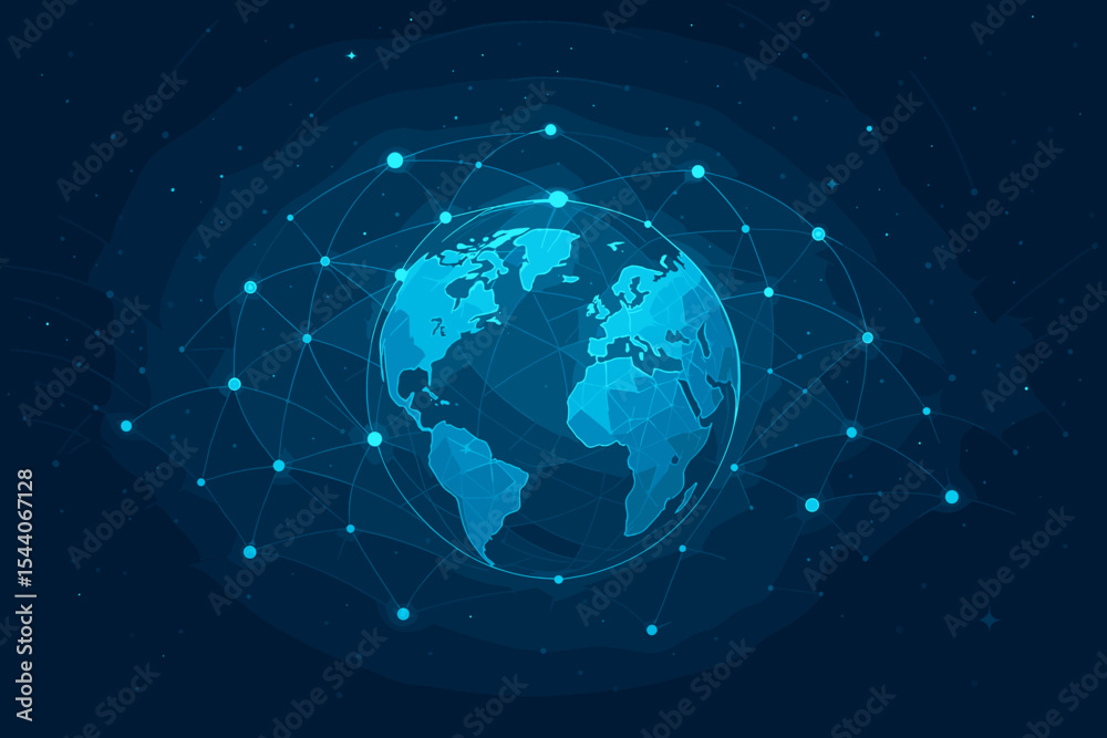 Aufkleber futuristic global digital network connection concept. abstract technology world map communication ba