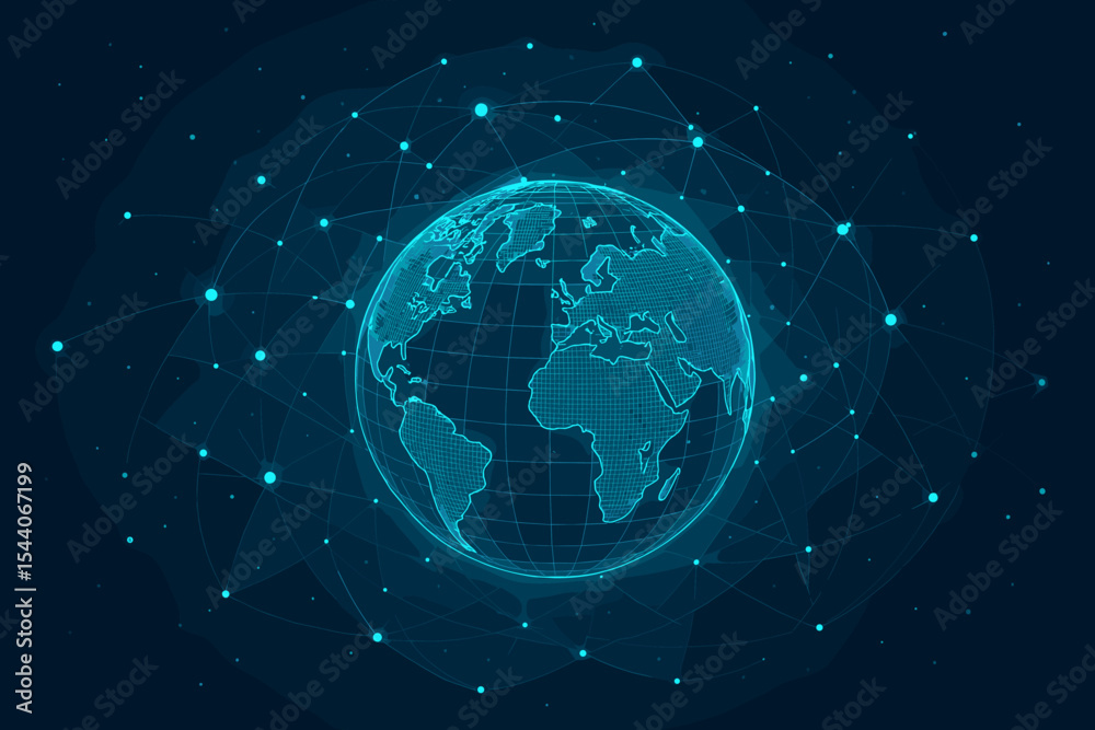 Poster futuristic global network connection concept. abstract science technology background. digital data e