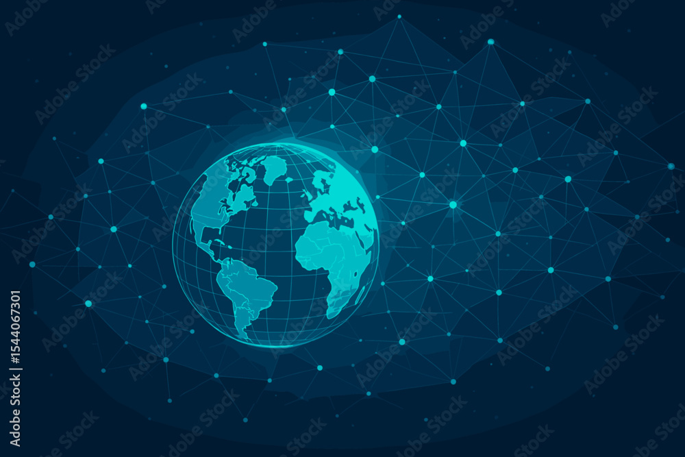 Aufkleber futuristic global network connection concept. abstract science background. digital internet technolo