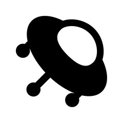 Black and White Silhouette of a Flying Saucer with Circular Supports spaceship alien
