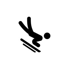 Black Silhouette Ski Jumper Aerial View Winter Sports Action Icon Graphic ski jumping
