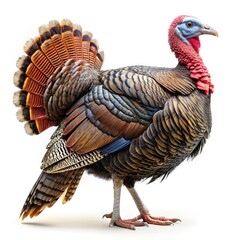 Majestic wild turkey male with vibrant feathers displayed