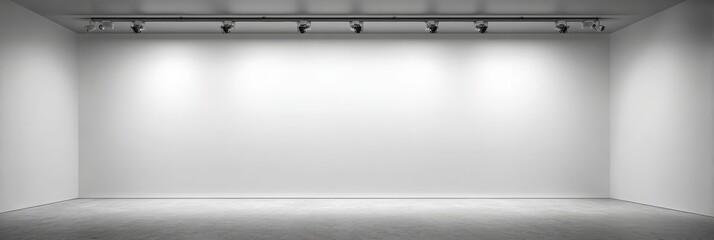 Empty Gallery Space with Spotlights A Blank Canvas for Art Display
