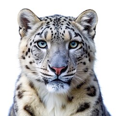 Obraz premium Closeup portrait of a majestic snow leopard against white background