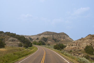 Road through Theodore Roosevelt National Park, North Dakota
