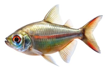 Obraz premium Closeup of a vibrant harlequin rasbora fish isolated on white background