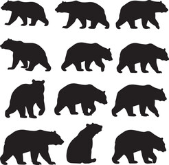 Silhouetted Bears Depicted in a Pattern Formation on a White Background a Rustic and Artistic Wildlife Arrangement