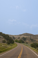 Road through Theodore Roosevelt National Park, North Dakota