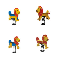 Colorful spring lion toys in playful design for children's playground  