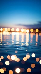 City Lights Reflecting on Water.