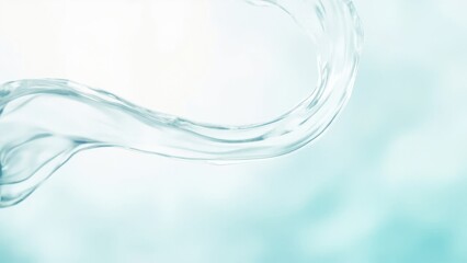 Clear water splash on light blue Elegant splash of clear water against a soft light blue and white background. Concept of purity and fluidity.
