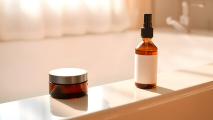 Amber Glass Cosmetic Containers Balm Jar & Spray Bottle for Skincare