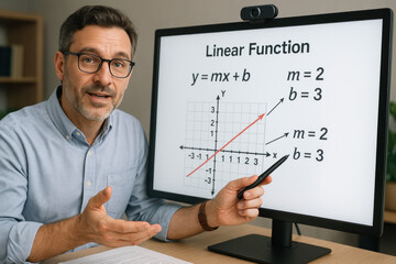 Teacher explaining linear function - photo