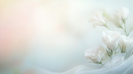 Delicate white flowers on sheer fabric.