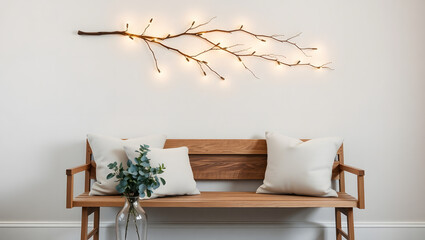 Wall-Mounted Branch with Warm LED Fairy Lights Rustic Home Decor