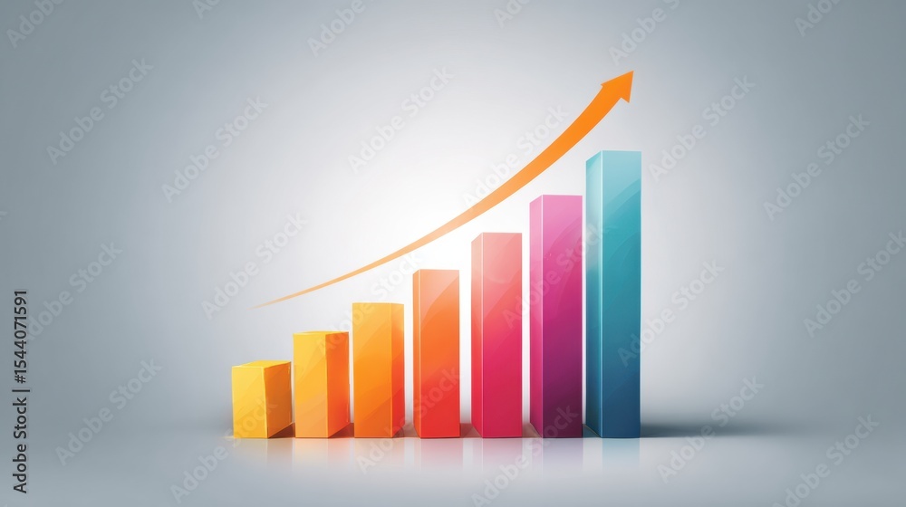 Poster Dynamic Abstract Business Growth Chart With Rising Arrow Showcasing Success Metrics in a Modern Design