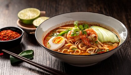 penang assam laksa dish on a table a malaysian spicy noodle dish popular in southeast asia