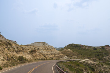 Road through Theodore Roosevelt National Park, North Dakota