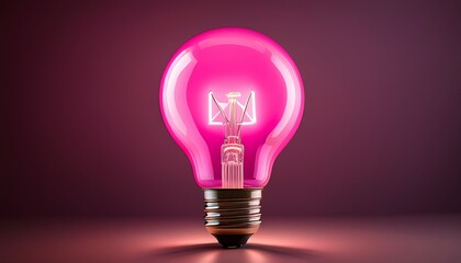 a pink lightbulb glowing brightly an illustration of a new idea or invention