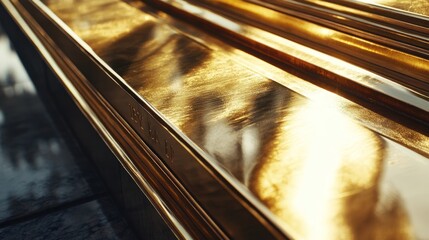Golden Staircase Reflection: Architectural Detail in Sunlight