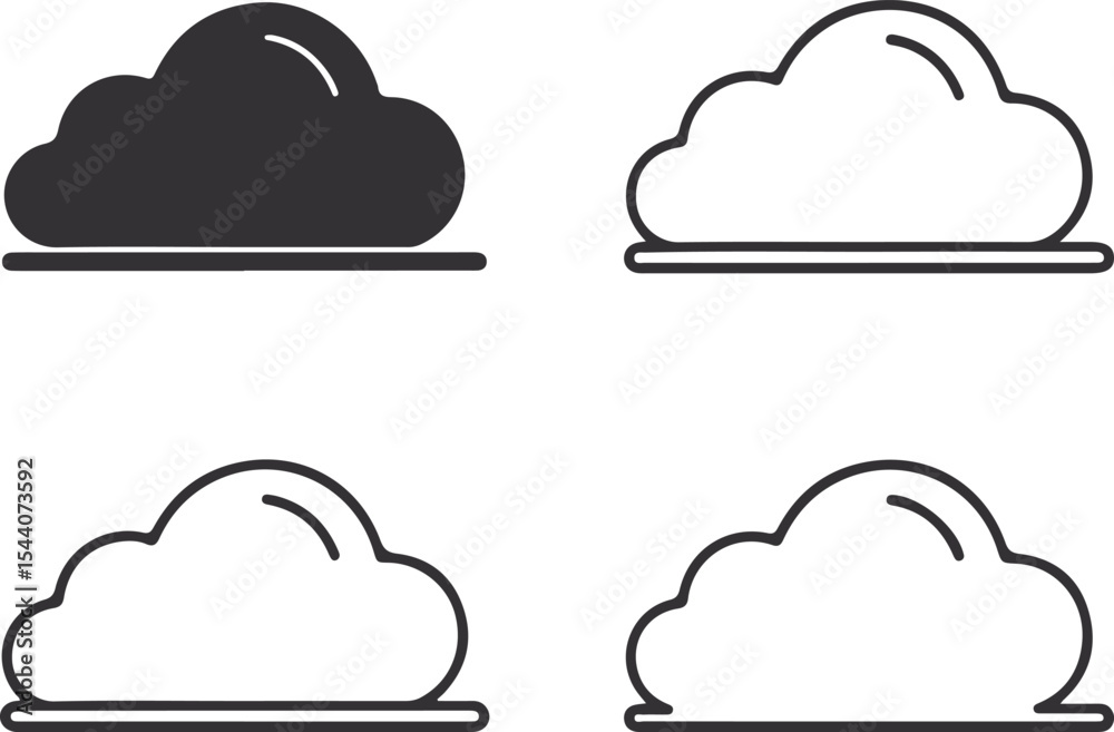 Poster Cloud Computing Visualized A Collection of Four Cloud Graphics Depicting Digital Data and Network Infrastructure Concepts for Technology Presentation
