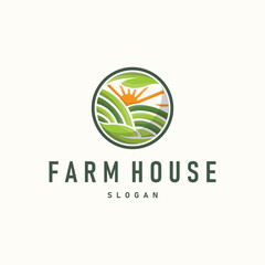 modern farm logo design with simple concept of farmer in agriculture illustration symbol livestock for product illustration template