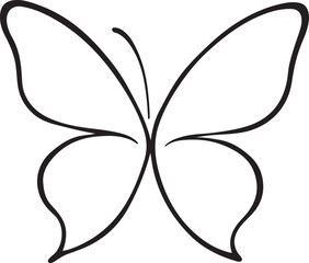 Elegant Butterfly Outline Simple Black and White Line Art Design Ideal for Coloring Pages and Minimalist Decorations Projects Designs