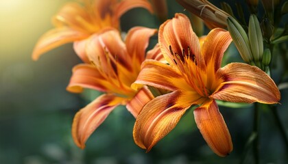 Obraz premium orange lilies blooming in garden