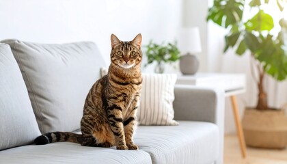 Obraz na płótnie Canvas Bengal cat on home sofa.