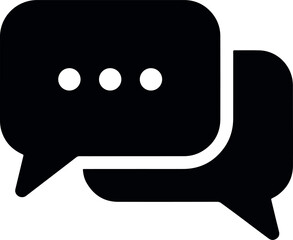 Minimal icon representing communication between people, often shown with human figures or connecting lines to symbolize interaction and exchange of ideas.

