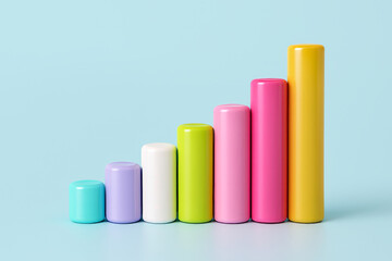 Colorful 3D Bar Graph Visualizing Growth and Progress with Dynamic Data Representation