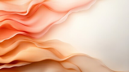 An abstract depiction of flowing fabric-like textures in warm peachy colors, creating a soothing and luxurious visual experience that evokes feelings of elegance and serenity.