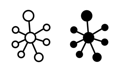 ネットワーク構造を示す白黒アイコンセット