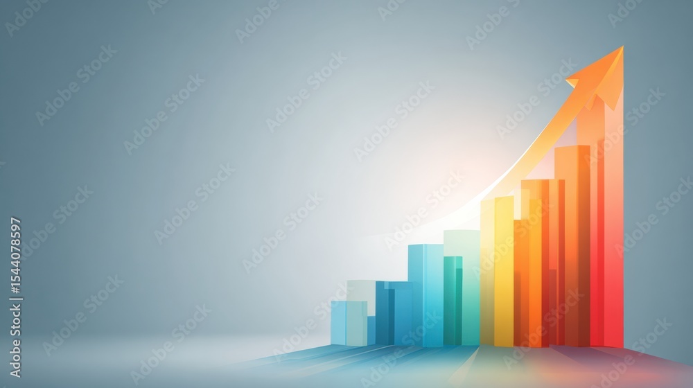 Aufkleber abstract business growth chart illustrating an upward trend with a rising arrow over a smooth gradie
