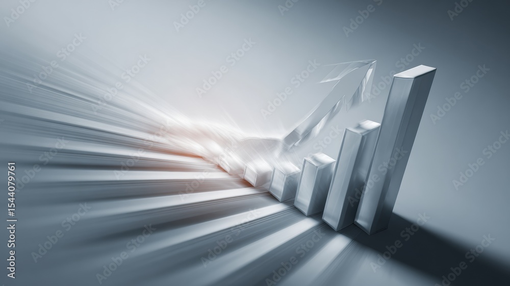 Poster business growth chart showcasing upward trend in a sleek and modern design with a gradient backgroun