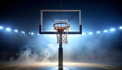 Night Basketball Hoop Spotlight. (1)