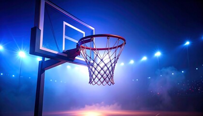 Night Basketball Hoop Spotlight.