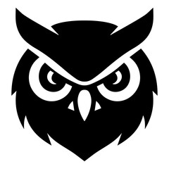 Fierce Owl Head Vector Illustration of a Powerful Bird