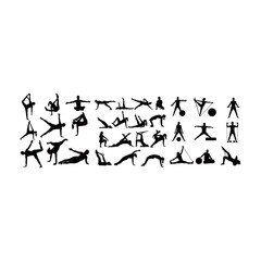 pilates sport movement silhouette vector